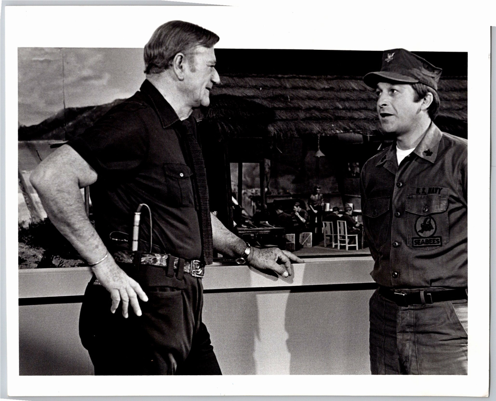 Vintage 1970s John Wayne US Navy Seabees Oversized Press Photo