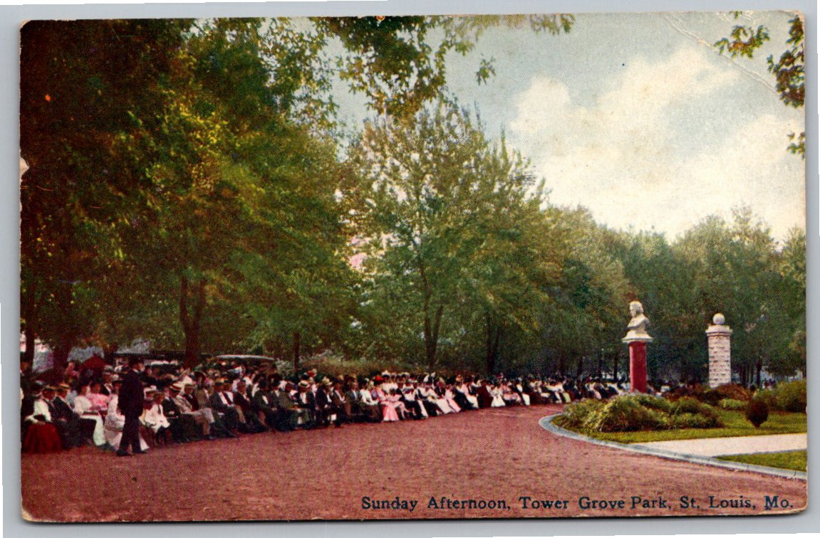 1909 Tower Grove Park St. Louis Sunday Concert Vintage Postcard