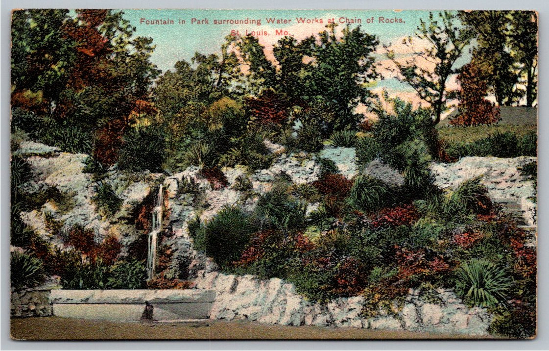 1909 Chain of Rocks Water Works Park Vintage Postcard | St. Louis