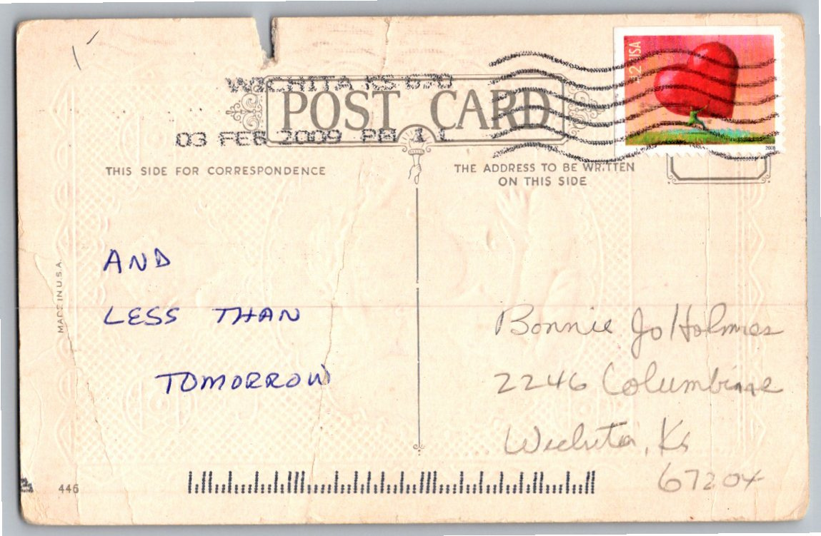 1910s Antique Embossed Valentine Postcard: Country Boy & Cupid - Back / Reverse View
