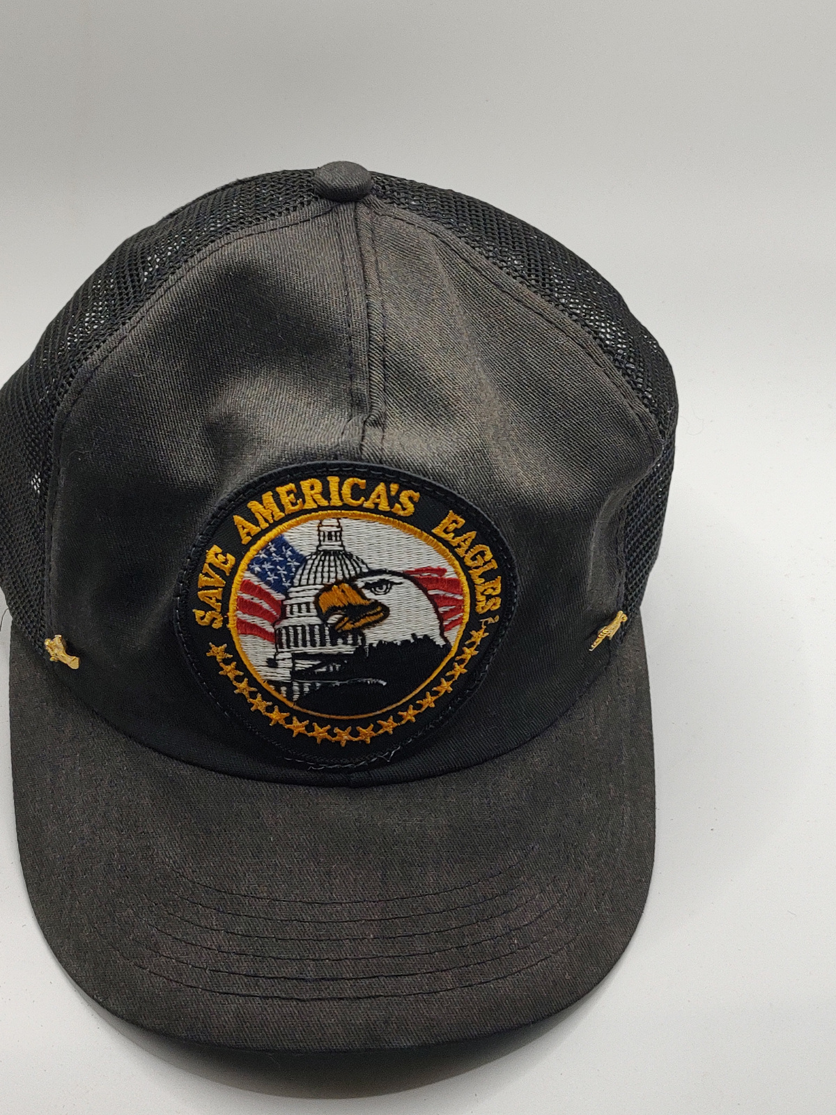 Vintage Save America's Eagles Mesh Trucker Hat Made in Canada