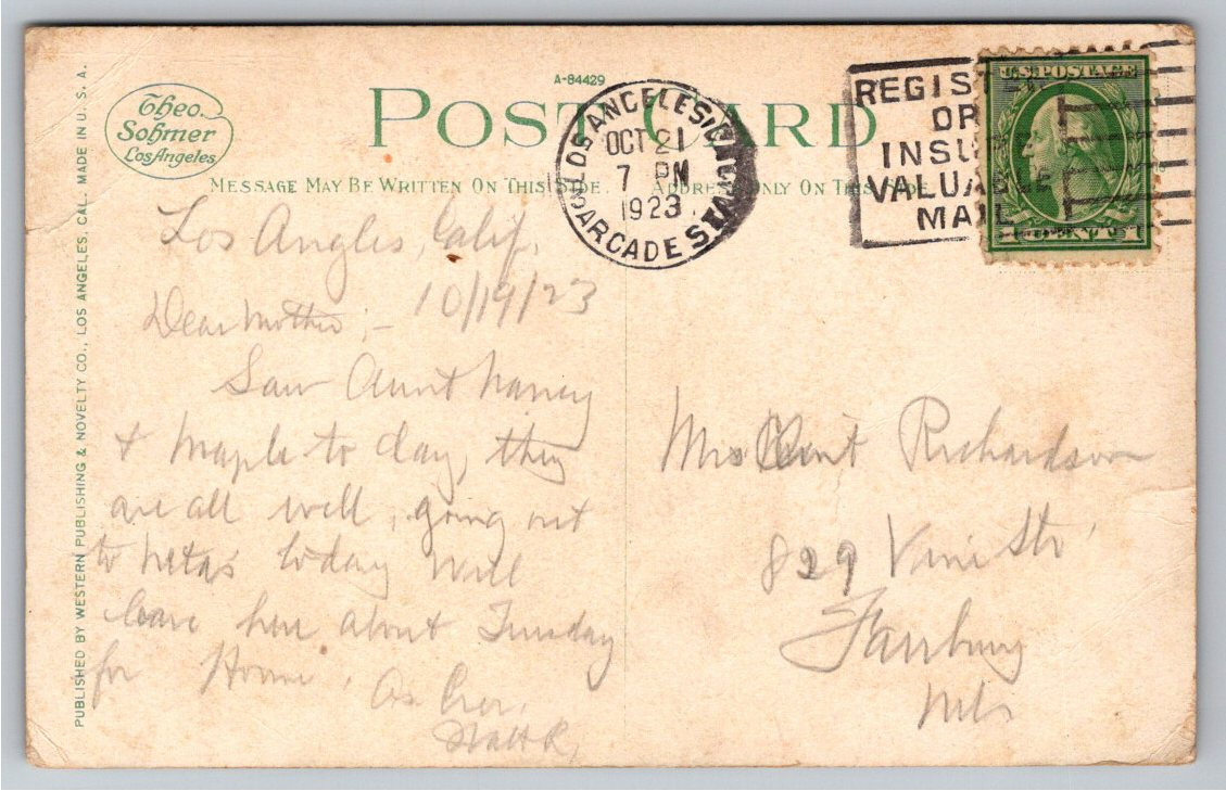Vintage 1923 Newhall Pass & LA Aqueduct Spillway California - Back / Reverse View