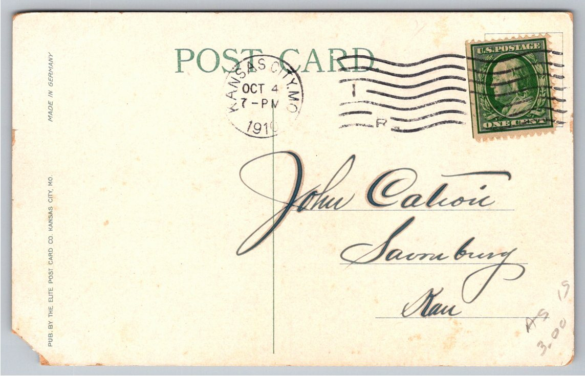 1910 Dr. Coes Sanitarium Kansas City Missouri Antique Postcard - Back / Reverse View