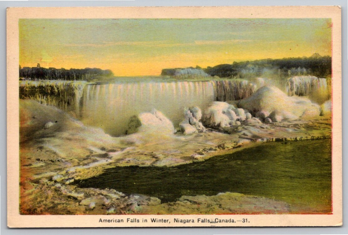 Vintage Niagara Falls Winter Postcard: American Falls PECO #31