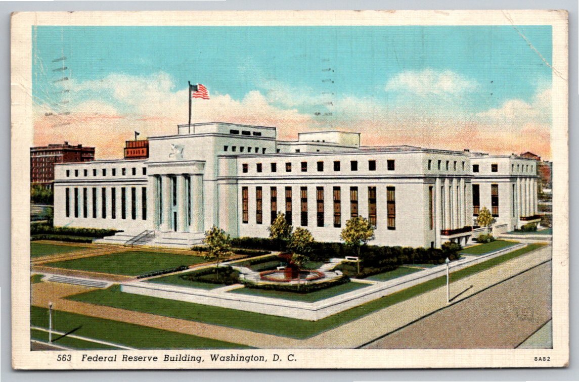 Vintage 1938 Federal Reserve Building Washington DC Linen