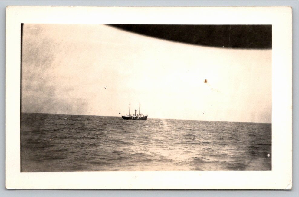 1940s US Coast Guard RELIEF Lightship Vintage Ocean Snapshot