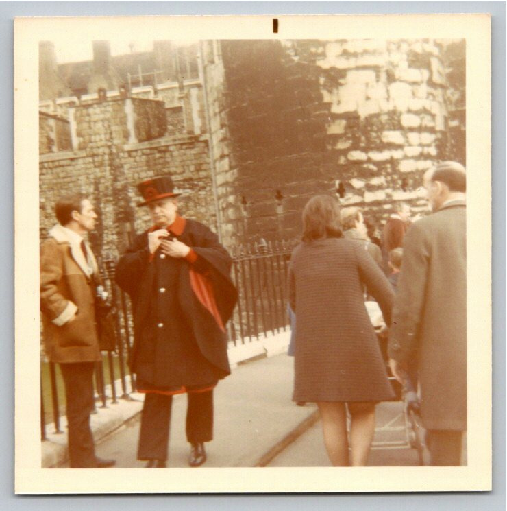 Vintage 1970 Tower of London Yeoman Warder Color Photo Snapshot