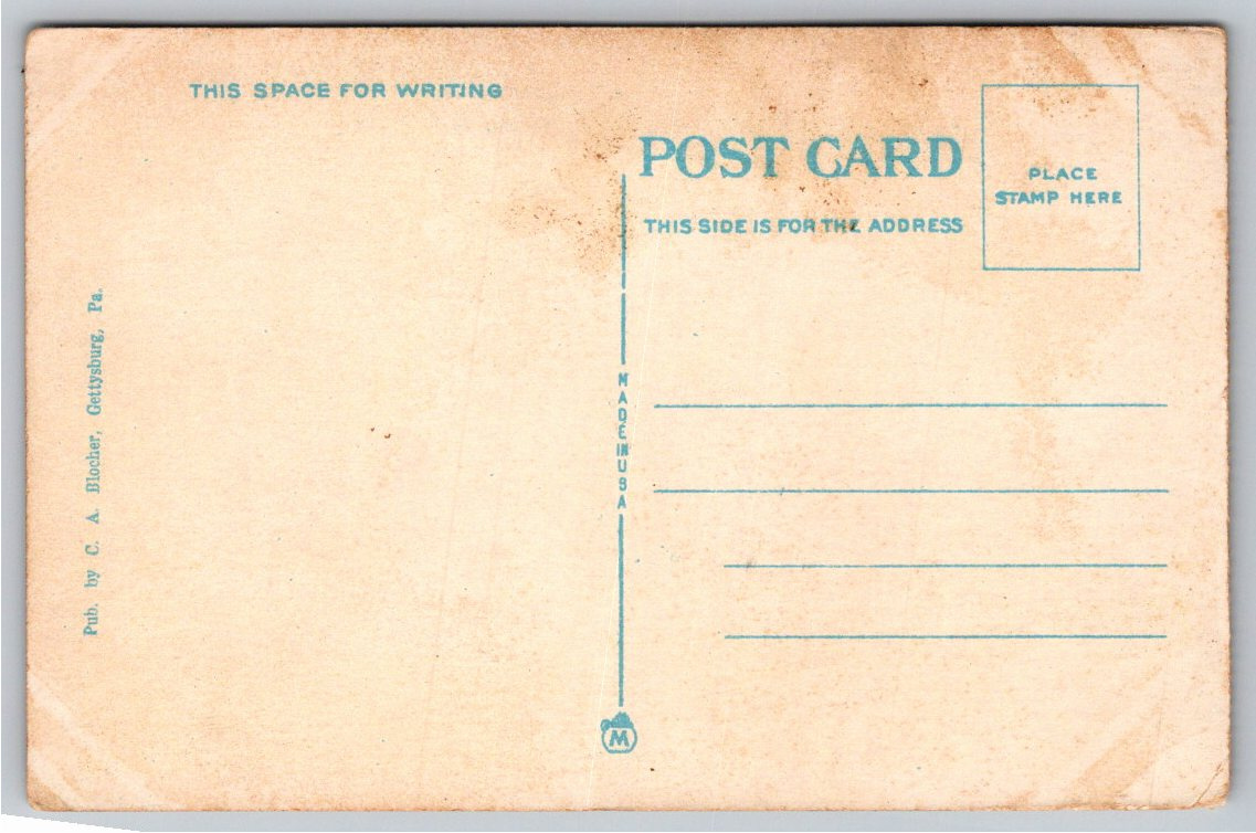 1920s Bullet Holes in Fence Gettysburg PA White Border Postcard - Back / Reverse View
