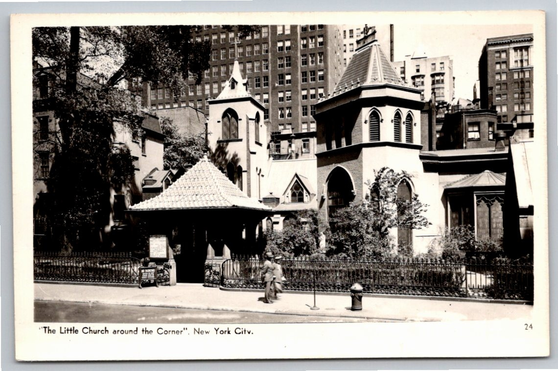 Vintage NYC Little Church Around the Corner 1940s RPPC Postcard