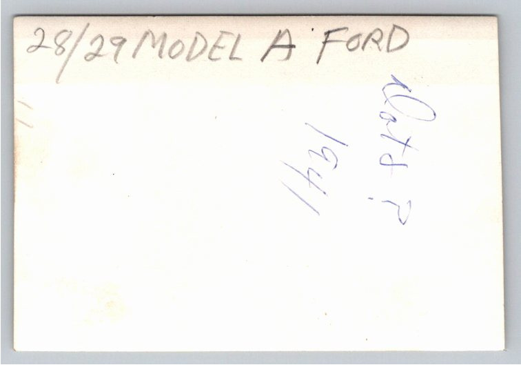 Vintage 1941 B&W Snapshot: WWII-Era Couple with 1928 Ford Model A - Back / Reverse View