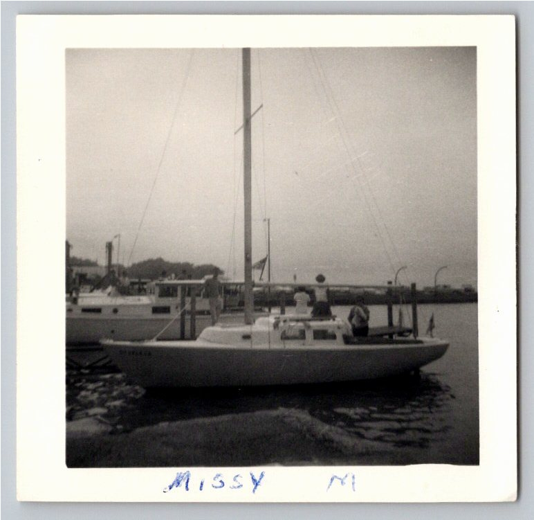 Vintage 1960s Black & White Photo: Sailboat Yacht 