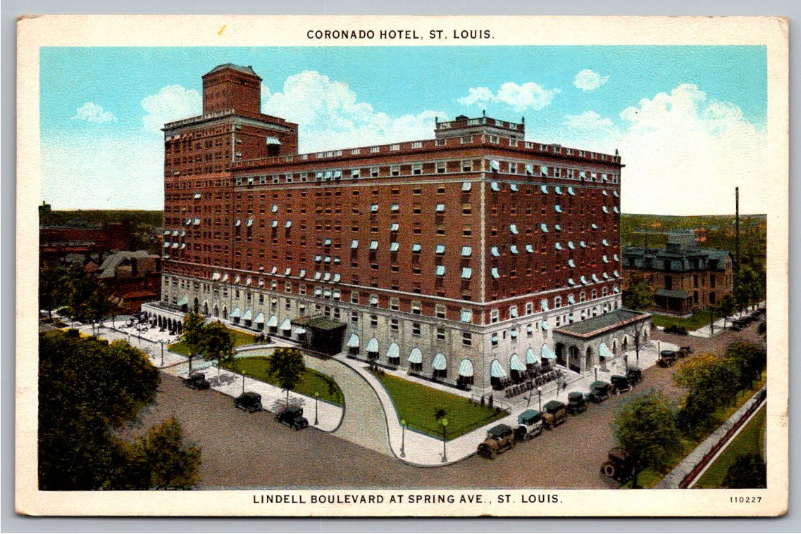Vintage 1920s Coronado Hotel St. Louis MO Postcard | Curt Teich