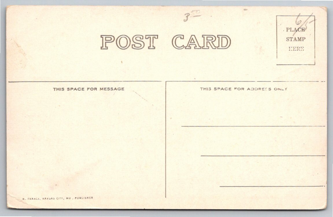 1908 Kansas City Vintage Postcard: Benton Boulevard Looking South - Back / Reverse View