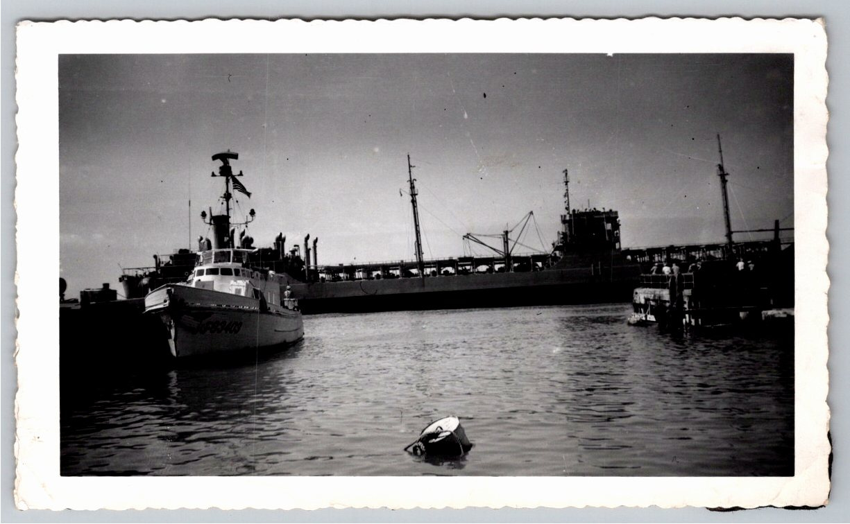 1950s US Coast Guard Patrol Boat & Naval Vessel Harbor Snapshot