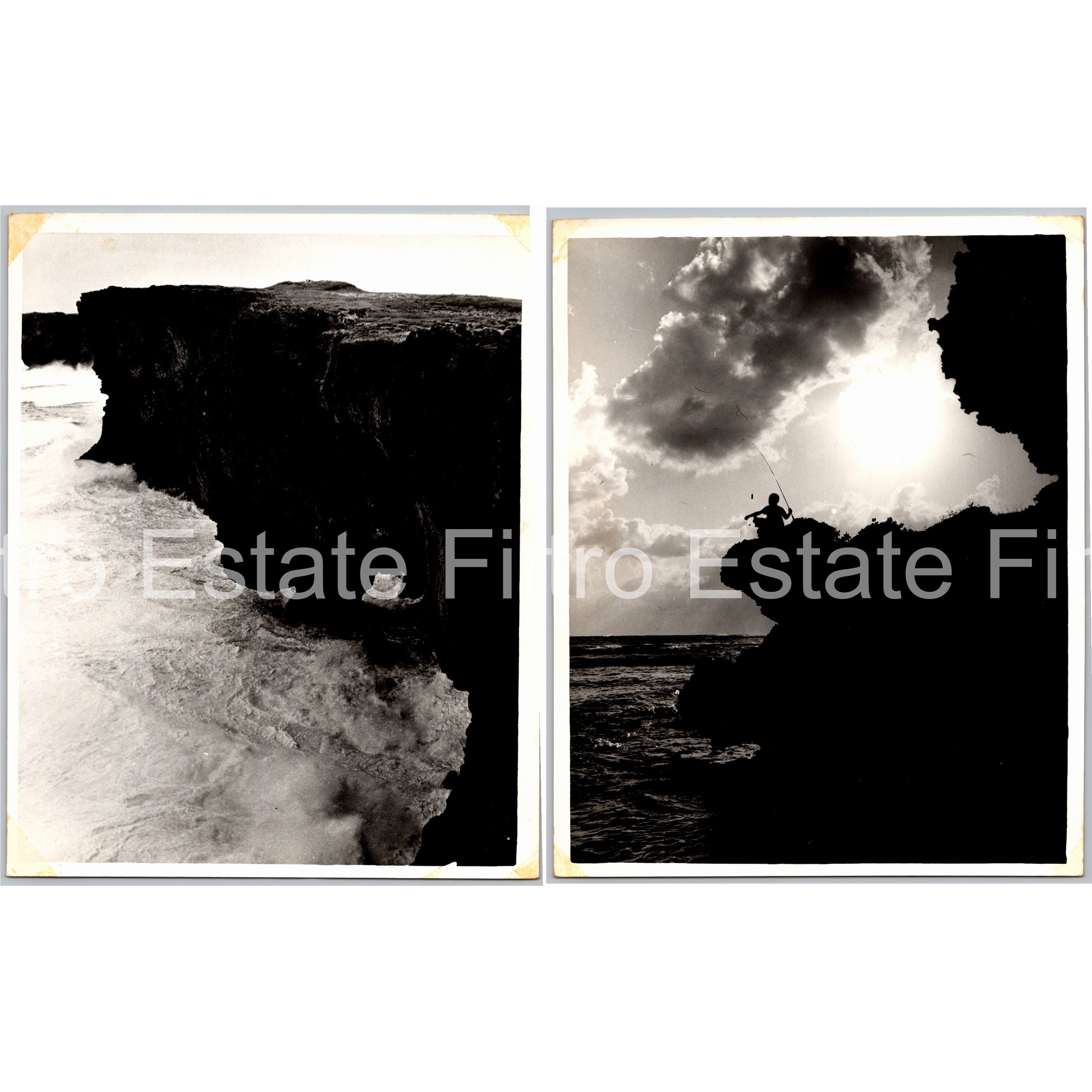 1950s Okinawa Coastal Fishermen: Vintage B&W 8x10 Photography