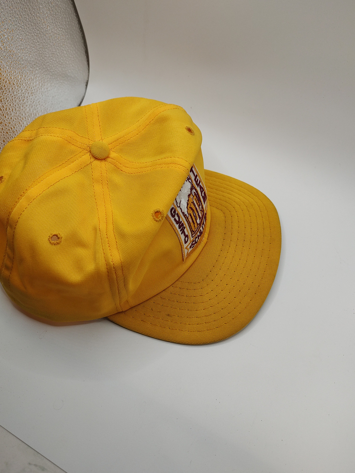 Vintage Schlitz Beer Gusto Team Snapback Hat with Green Underbrim - Angle / View 3