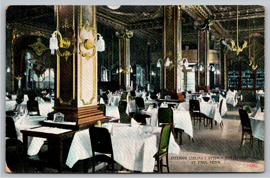 Antique 1910 Postcard: Carling's Uptown Restaurant, St. Paul, MN