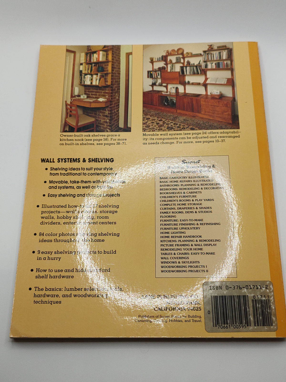 1981 Sunset Wall Systems & Shelving Vintage Woodworking Book - Angle / View 3