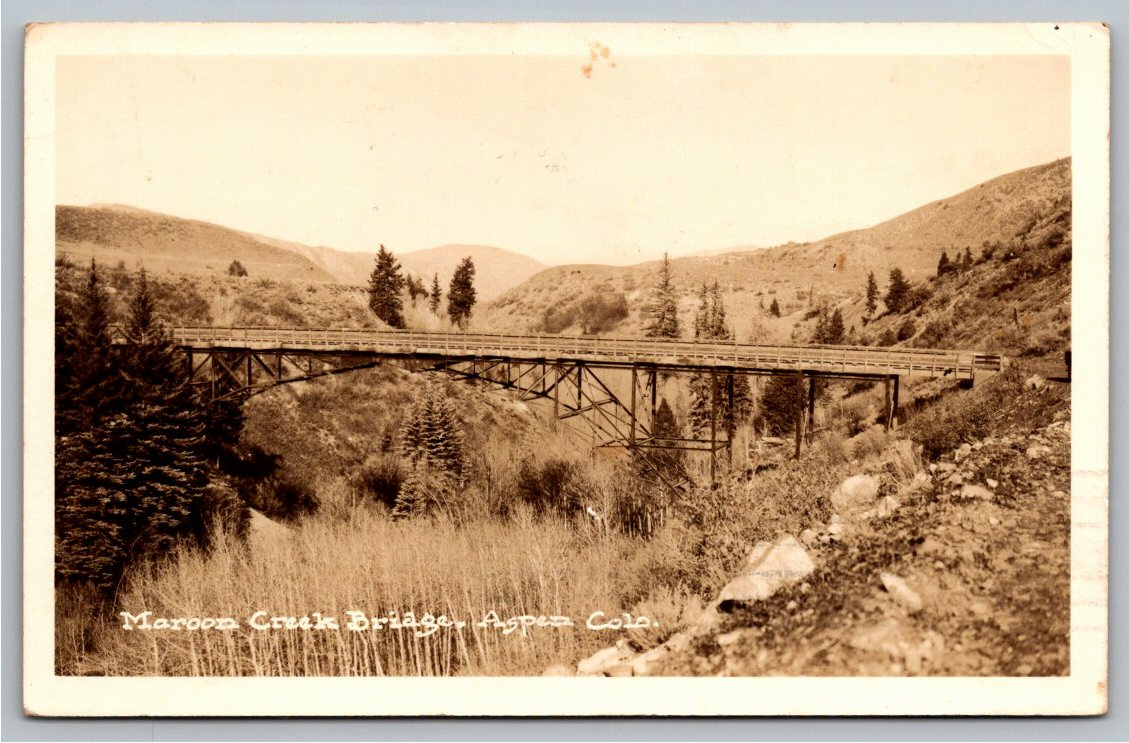 1939 Maroon Creek Bridge Aspen Colorado Vintage Real Photo
