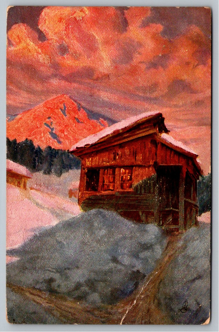 1908 Antique Alpine Rest-House Tuck Oilette Postcard - Alps