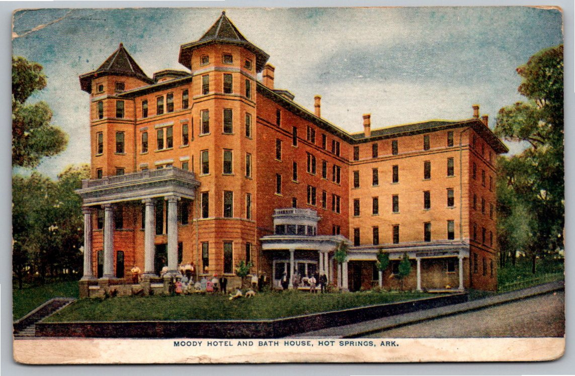 1912 Moody Hotel and Bath House Hot Springs Arkansas Postcard