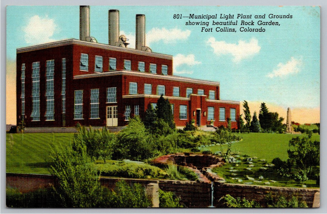 Vintage 1941 Fort Collins Municipal Light Plant Linen Postcard