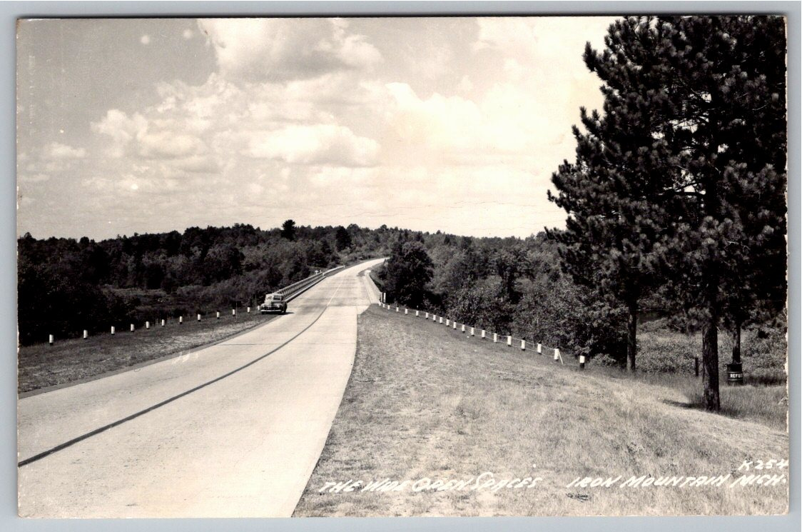 Vintage 1940s Iron Mountain Michigan Highway RPPC Real Photo