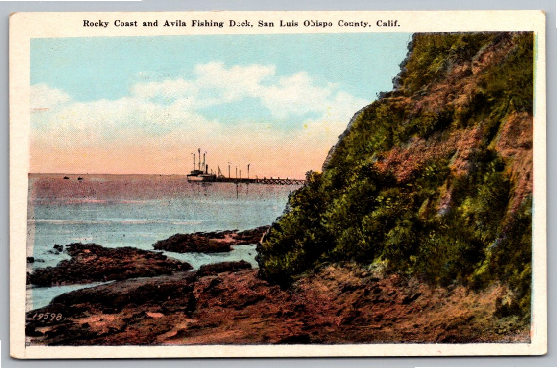 Vintage 1910s Avila Fishing Dock Postcard | San Luis Obispo