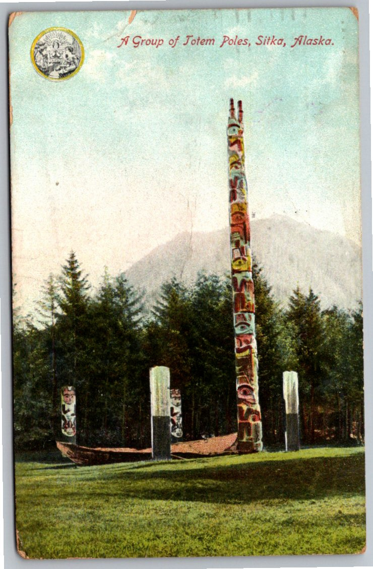 Vintage 1909 Sitka Alaska Totem Poles Postcard AYP Exposition