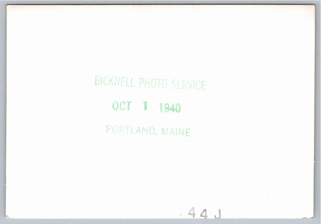 1940 Wooden Launch Cabin Cruiser: Vintage Portland, Maine Photo - Back / Reverse View