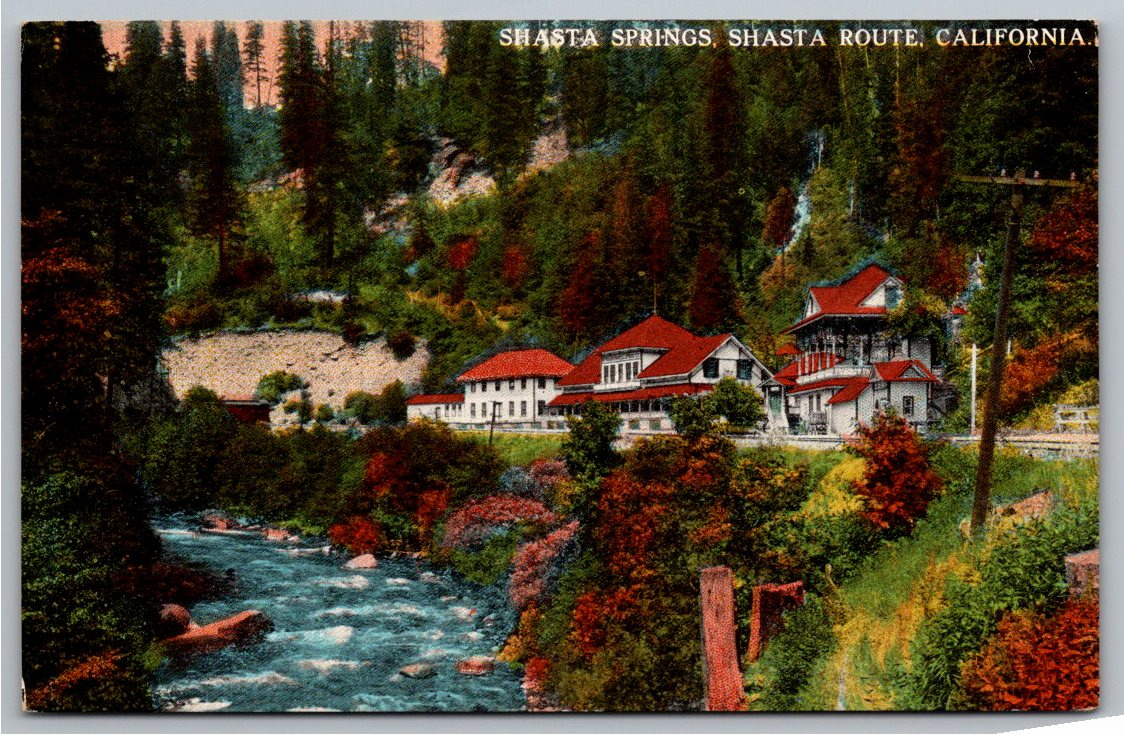 1900s Shasta Springs Resort Shasta Route California Postcard