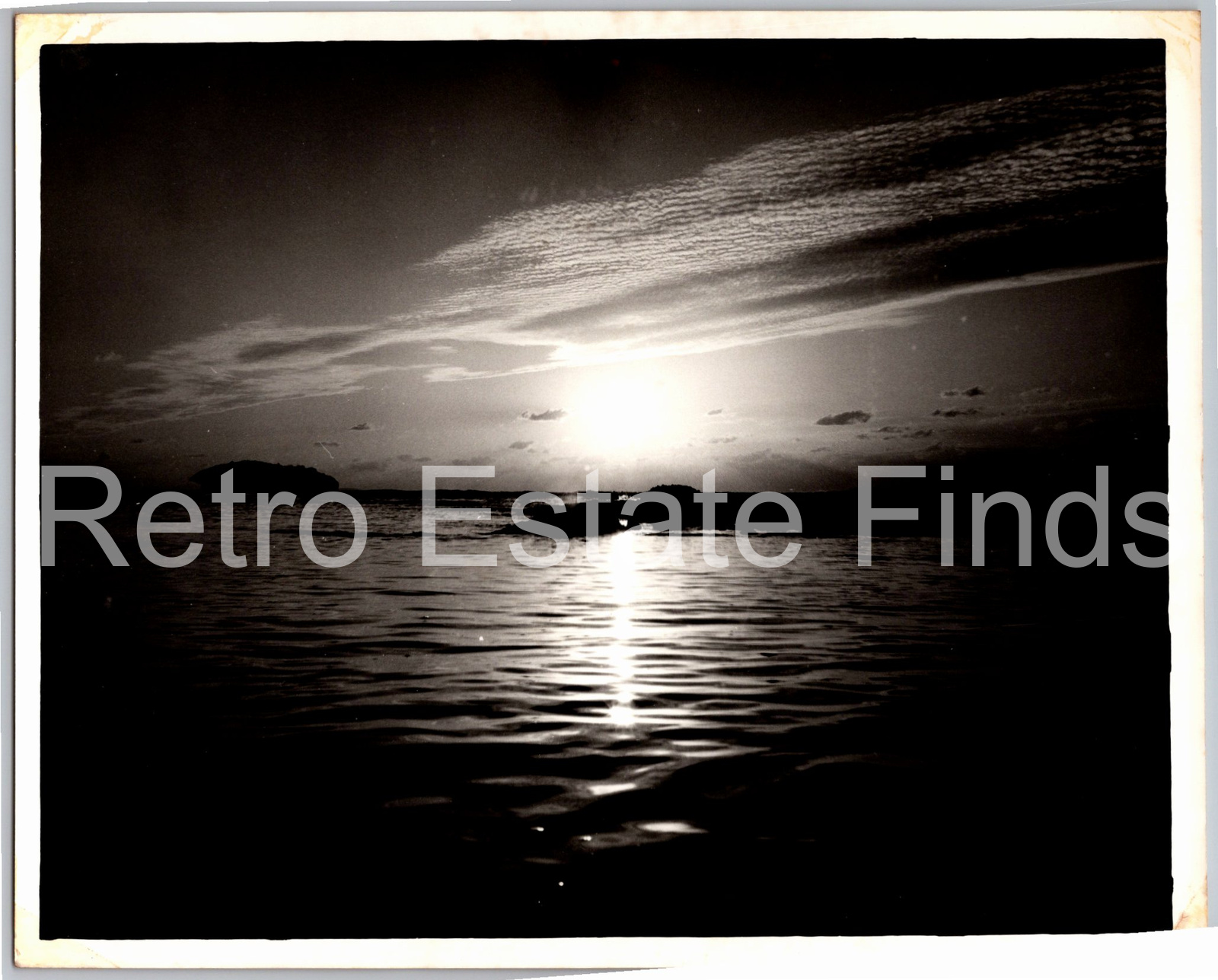 1950s Kadena Beach Okinawa Sunset Vintage B&W Photograph 8x10