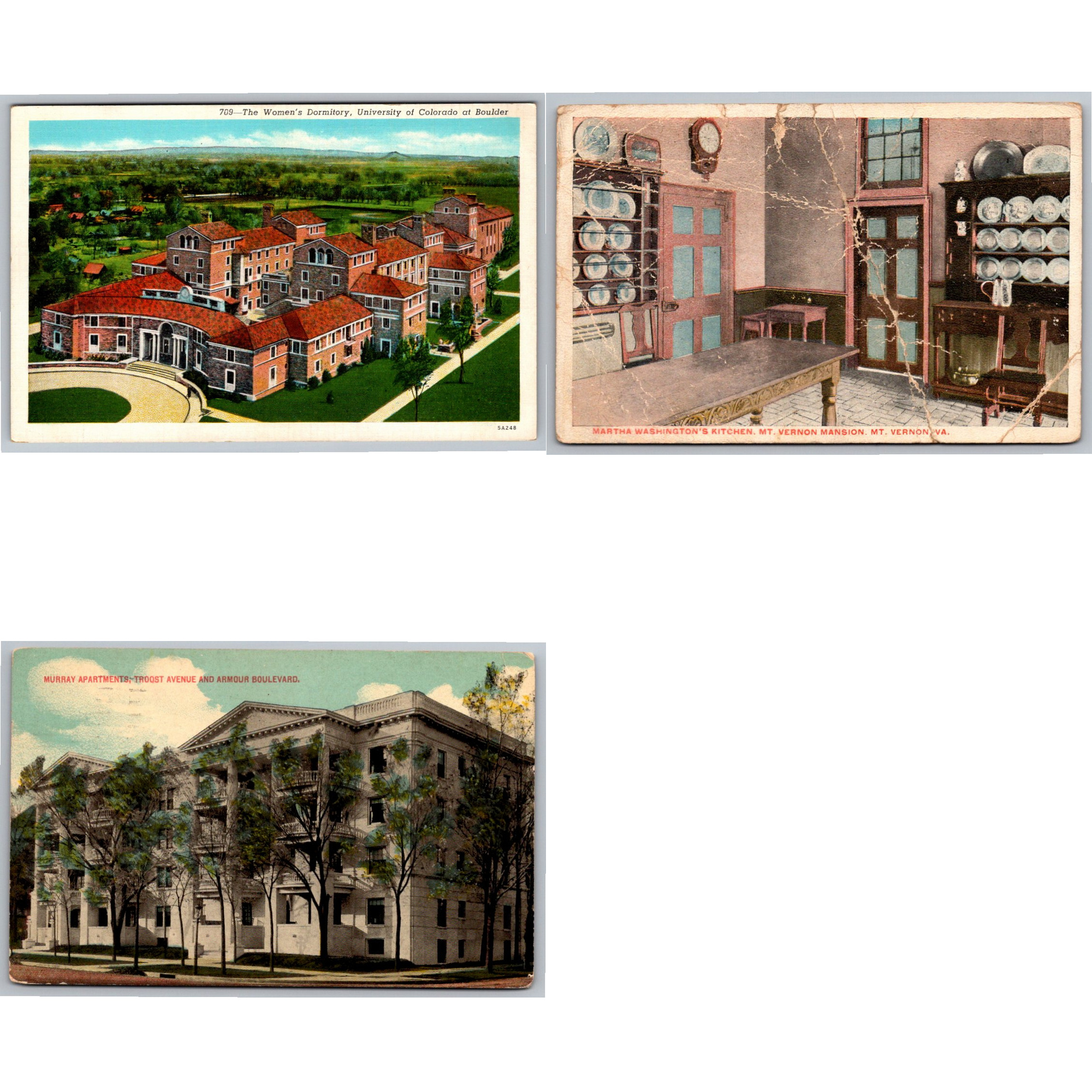 Vintage Postcard Lot: Curacao, Washington D.C. & Mount Vernon