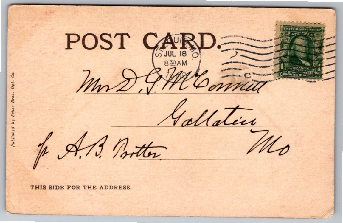 1906 Benton Park Grotto Vintage Postcard | St. Louis, Missouri - Back / Reverse View