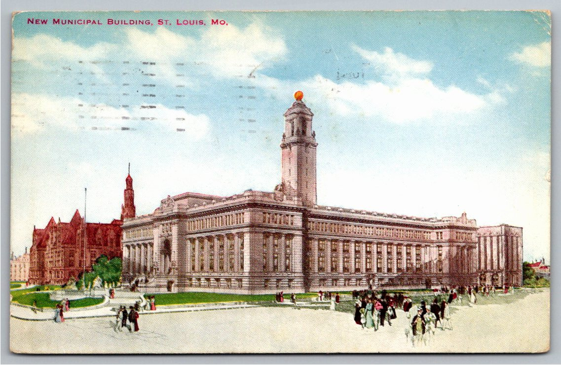 1911 St. Louis New Municipal Building Vintage Color Postcard