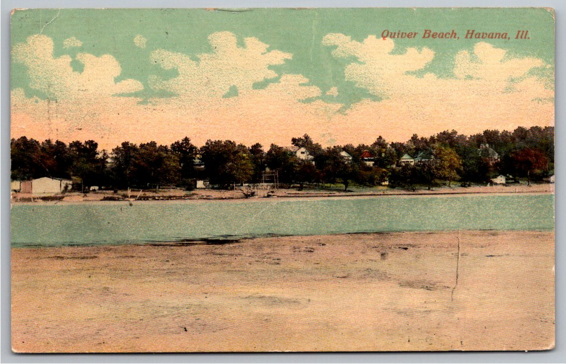 1915 Quiver Beach Postcard: Havana, Illinois River Waterfront