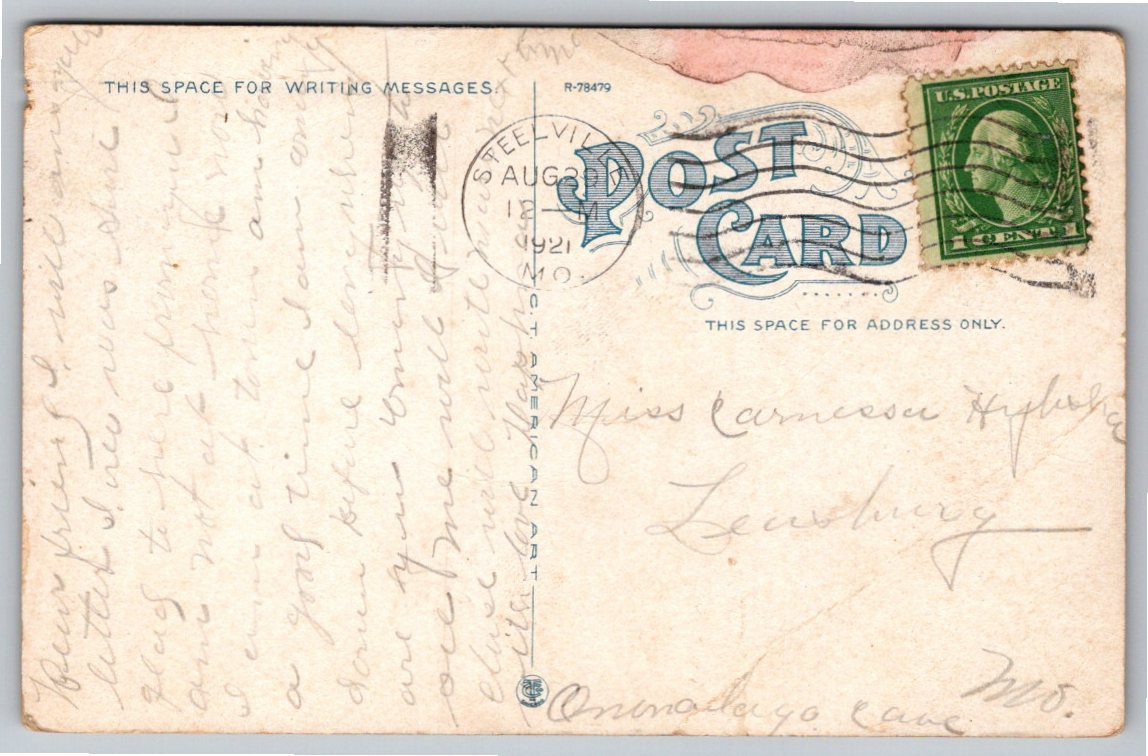 Vintage 1921 Missouri Baptist Sanitarium Postcard St. Louis MO - Back / Reverse View
