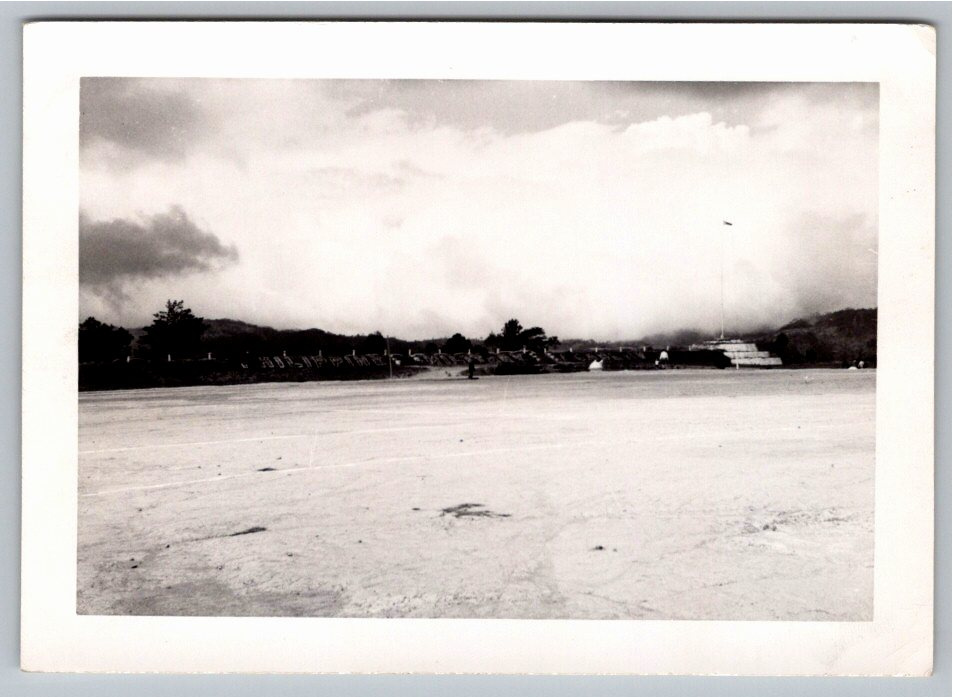 1950s Vintage Flagpole Assembly Field & Hill Landscape B&W