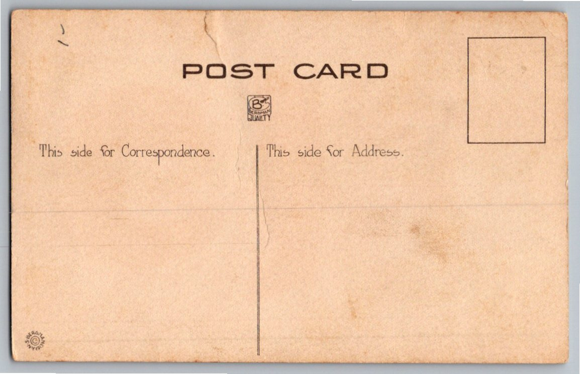 1910s Child Reading Red Book Postcard | Bergman Quality Antique - Back / Reverse View