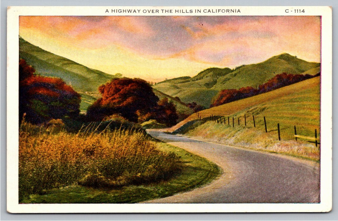 Vintage 1910s California Highway Over Hills Pacific Novelty
