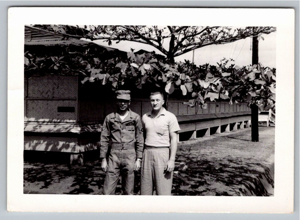 1950s US Air Force Serviceman Tropical Overseas Barracks Photo