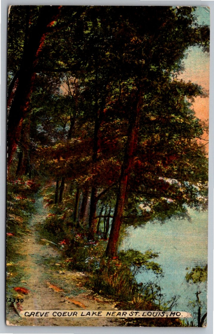 Vintage 1910 Creve Coeur Lake Postcard | St. Louis Forest Trail