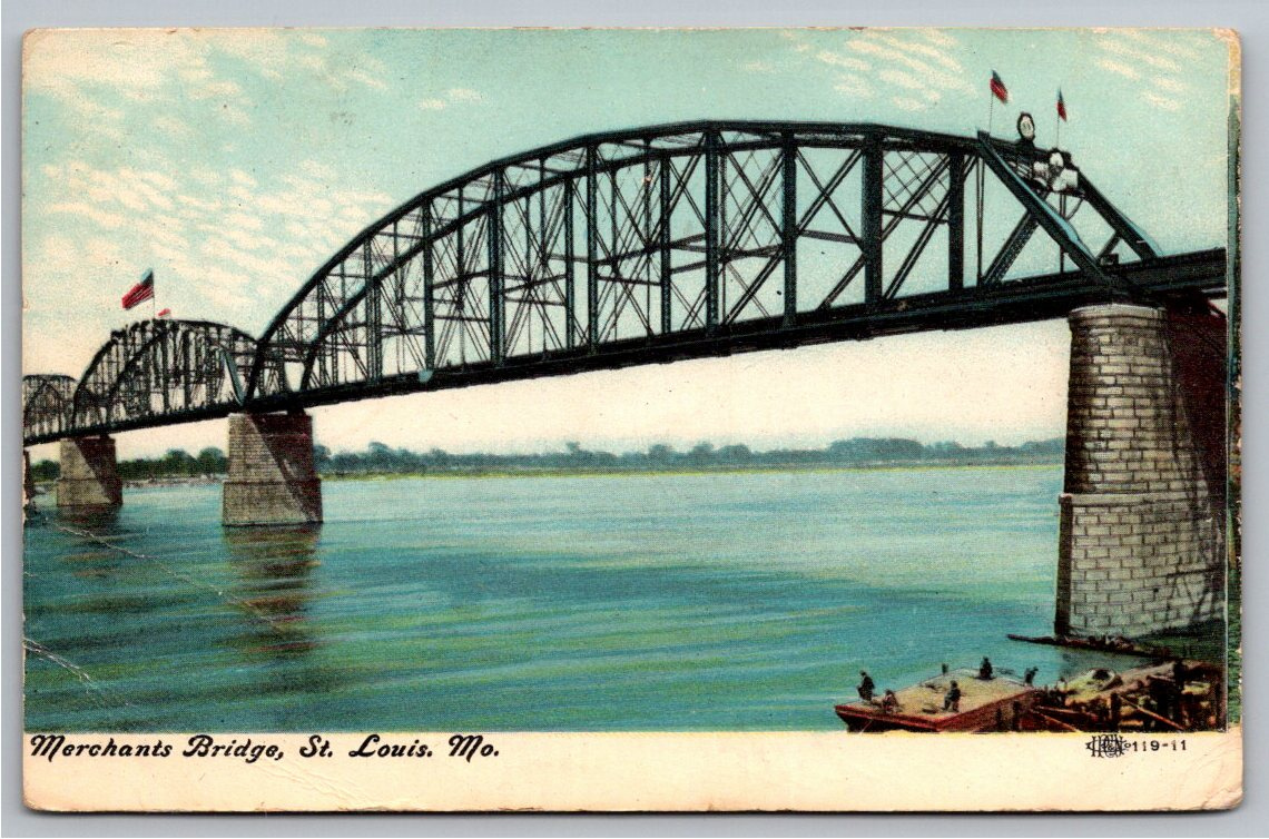 1908 Merchants Bridge St. Louis Antique Divided Back Postcard
