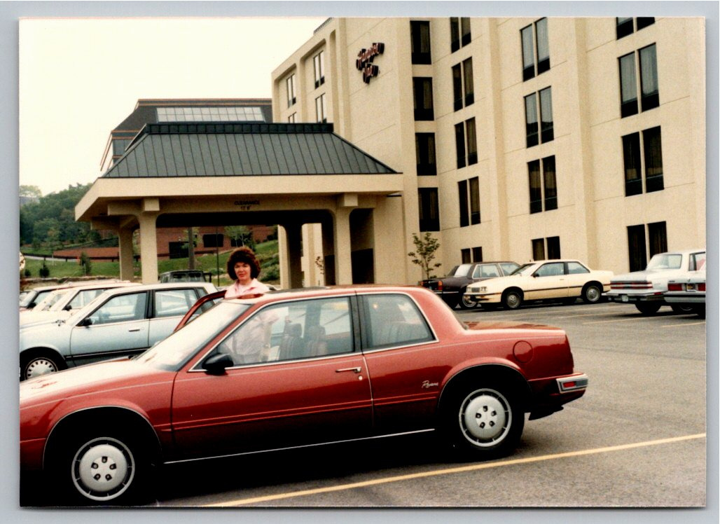 1980s Maroon Buick Riviera at Hotel Parking Original 35mm Photo