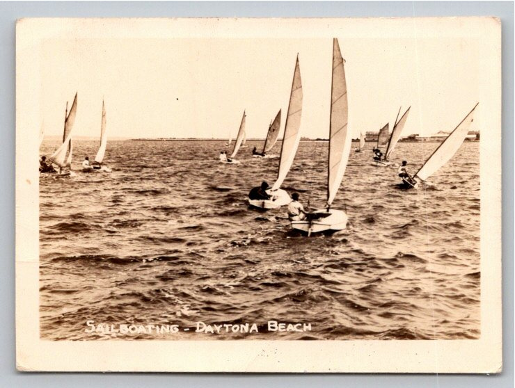Vintage 1940s Daytona Beach Sailboat Regatta Original B&W