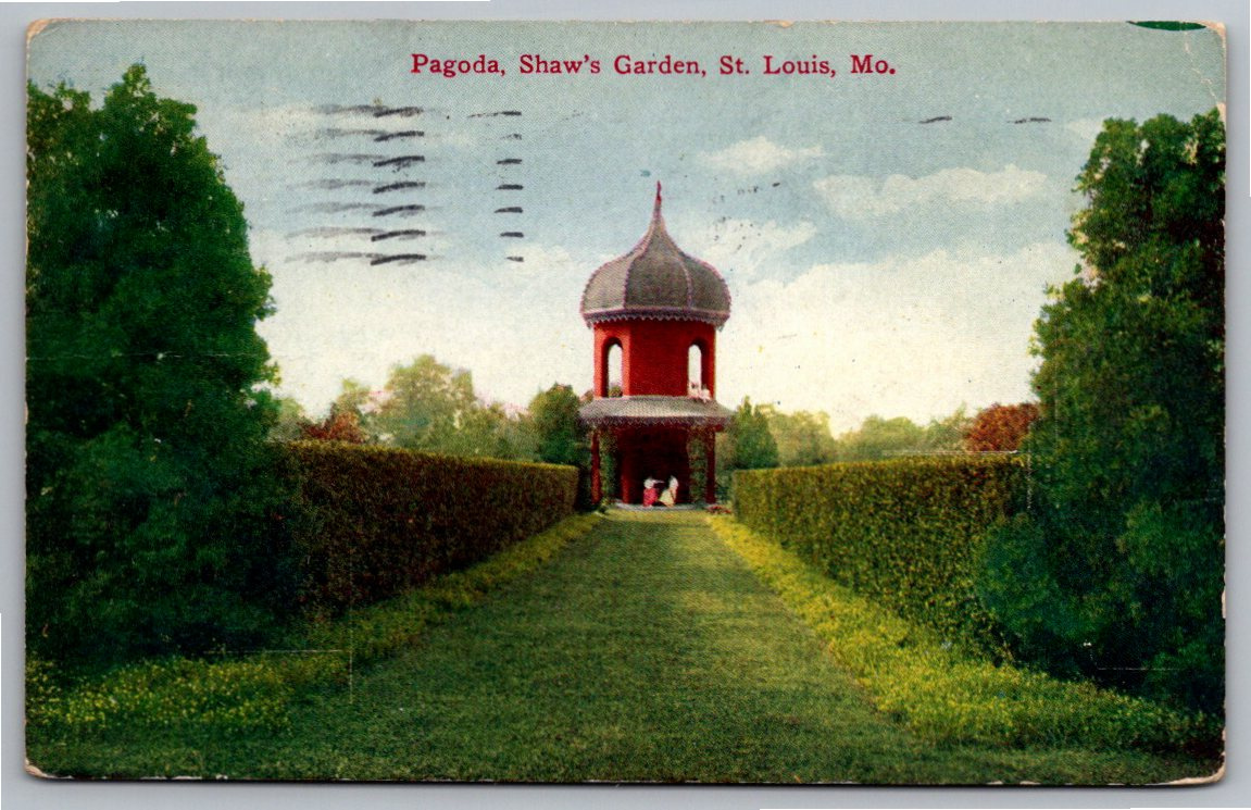 Vintage 1909 Pagoda Postcard: Shaw's Garden, St. Louis, Missouri