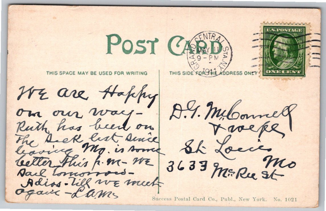 Vintage 1911 Singer Building NYC Postcard | Early Skyscraper Art - Back / Reverse View