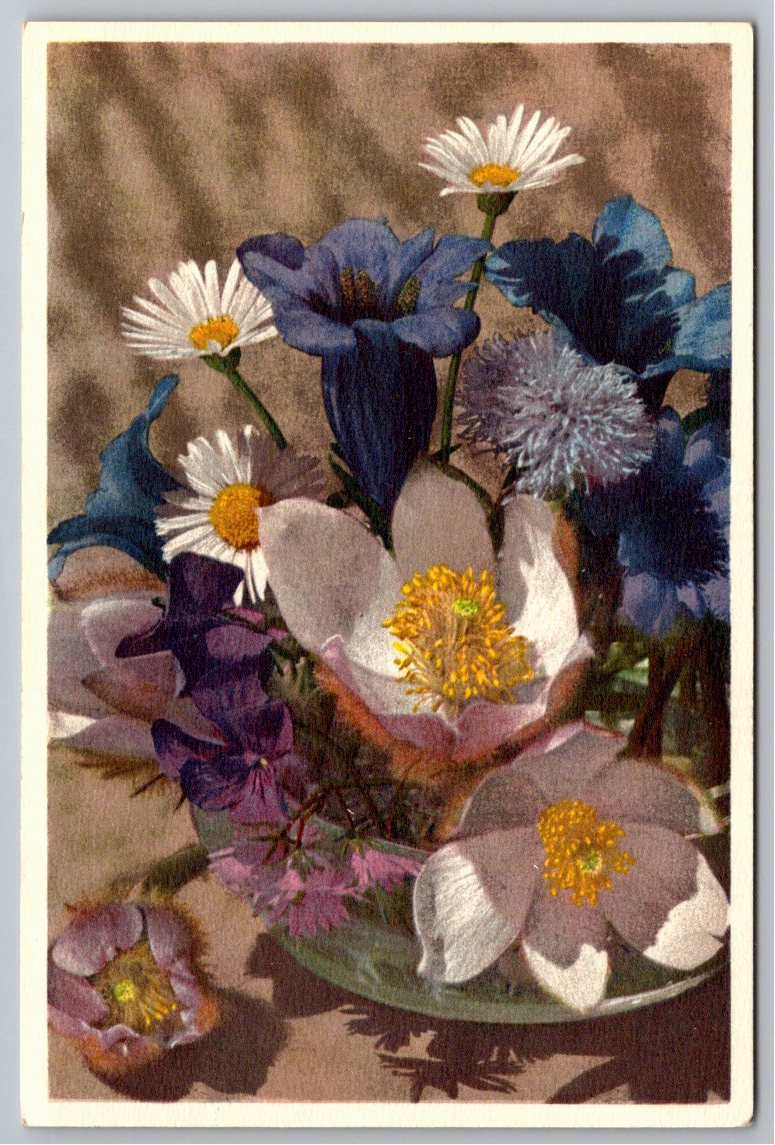 Vintage Swiss Alpine Floral Postcard by Thor E. Gyger, Adelboden