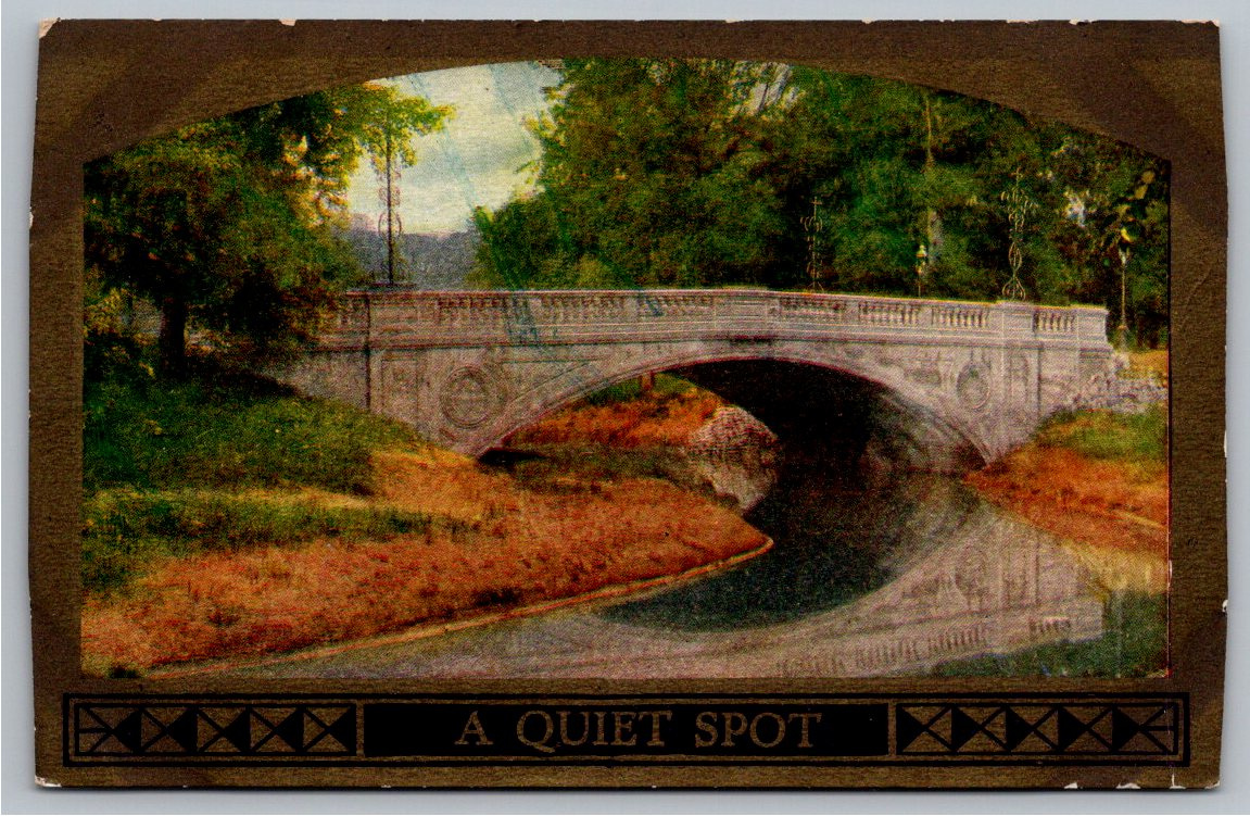 1909 Antique Stone Arch Bridge Postcard - A Quiet Spot Series