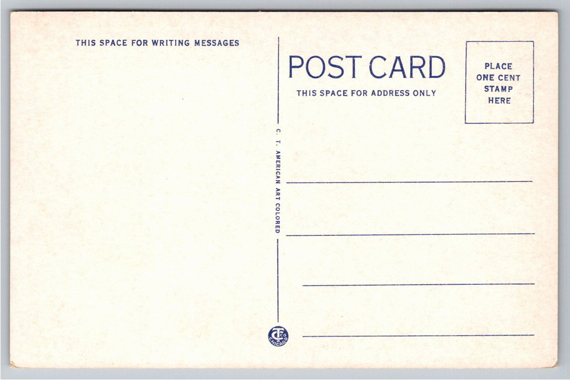 Vintage 1940 Aeroplane View of Council Bluffs Iowa Linen Postcard - Back / Reverse View